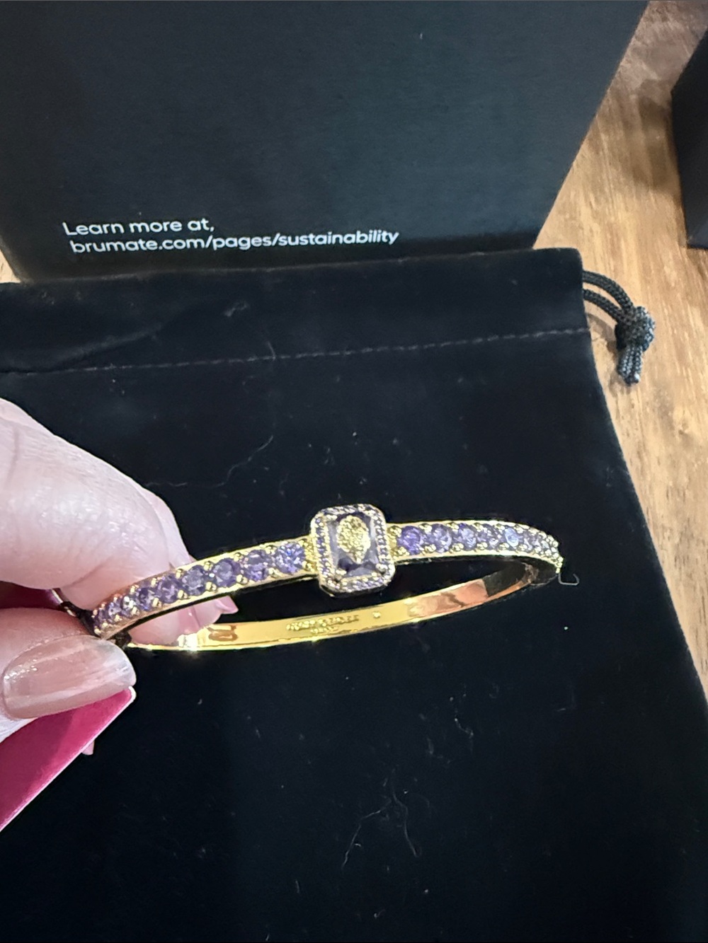 Kurt Geiger Gold-Tone Purple Crystal Bangle Bracelet